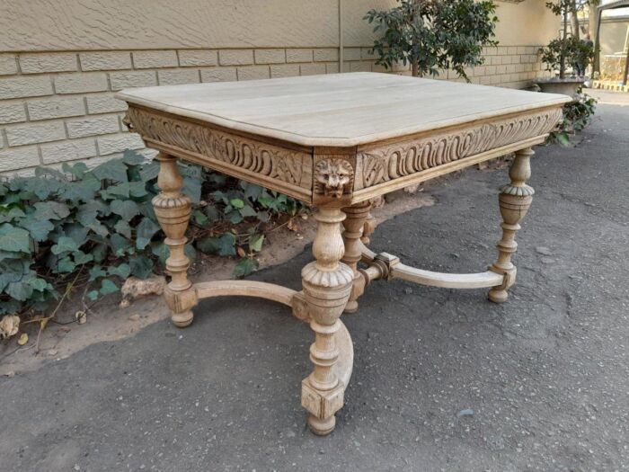 A 19th Century Dutch Heavily Carved Oak Table In A Contemporary Bleached Finish - Image 6