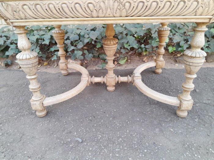A 19th Century Dutch Heavily Carved Oak Table In A Contemporary Bleached Finish - Image 11