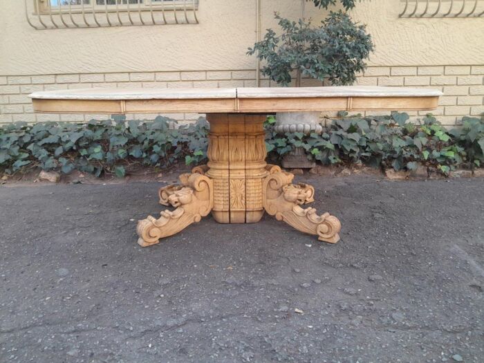 A 19th Century Heavily Carved Oak Extending Table  With Three Extensions - Image 2