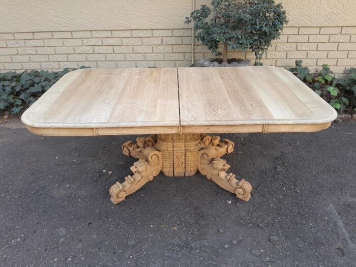 A 19th Century Heavily Carved Oak Extending Table  With Three Extensions - Image 3