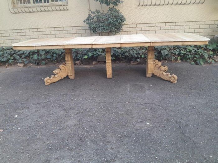 A 19th Century Heavily Carved Oak Extending Table  With Three Extensions - Image 6