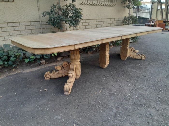 A 19th Century Heavily Carved Oak Extending Table  With Three Extensions - Image 8