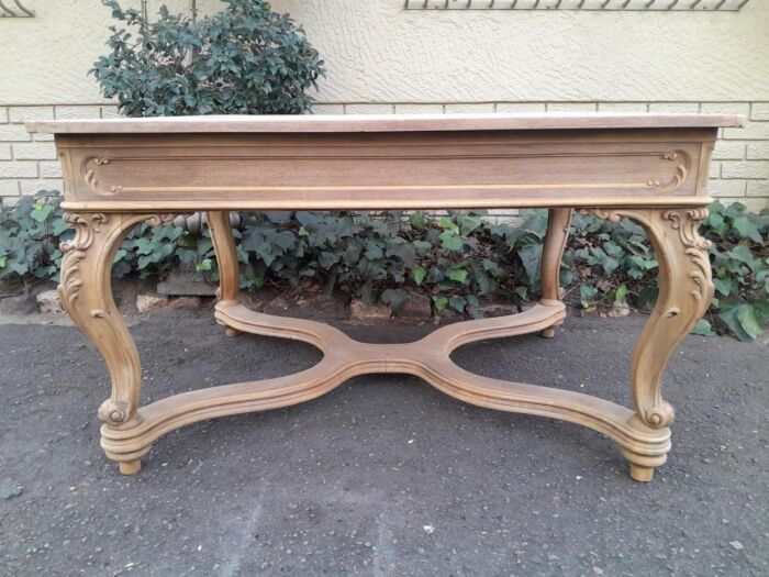 A 19th Century French Carved Walnut Entrance / Console / Tea Table In A Contemporary Bleached Finish - Image 2
