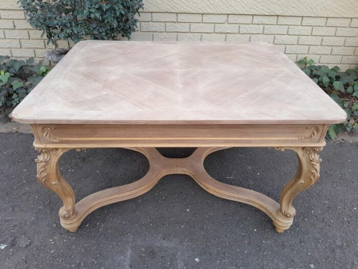 A 19th Century French Carved Walnut Entrance / Console / Tea Table In A Contemporary Bleached Finish - Image 3