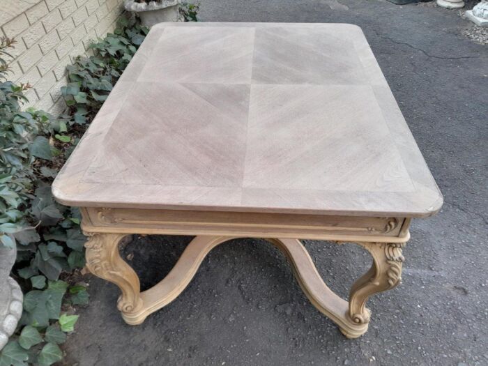 A 19th Century French Carved Walnut Entrance / Console / Tea Table In A Contemporary Bleached Finish - Image 6