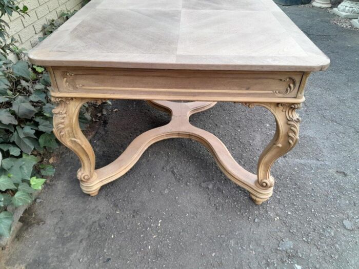 A 19th Century French Carved Walnut Entrance / Console / Tea Table In A Contemporary Bleached Finish - Image 7