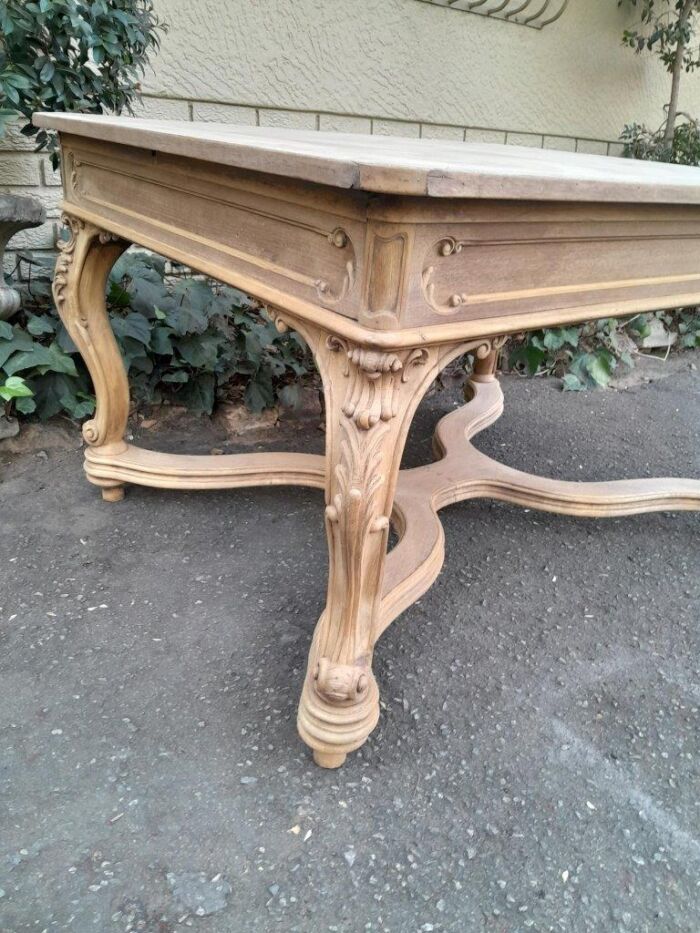 A 19th Century French Carved Walnut Entrance / Console / Tea Table In A Contemporary Bleached Finish - Image 8