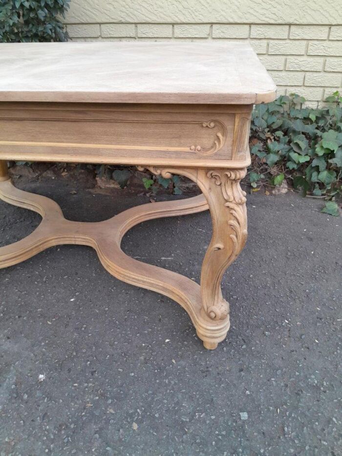 A 19th Century French Carved Walnut Entrance / Console / Tea Table In A Contemporary Bleached Finish - Image 10