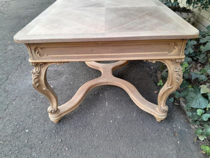 A 19th Century French Carved Walnut Entrance / Console / Tea Table In A Contemporary Bleached Finish - Image 11