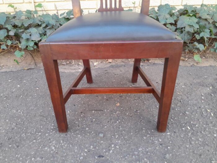 A 20th Century Set Of  Eight Carved Mahogany George Lll Style Dining Chairs Upholstered In Leather - Image 11