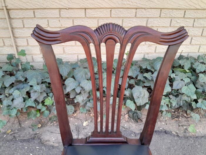 A 20th Century Set Of  Eight Carved Mahogany George Lll Style Dining Chairs Upholstered In Leather - Image 12