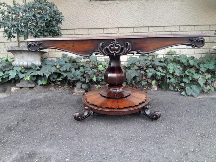 An Antique Victorian Rosewood Sofa Table on Castors - Image 2