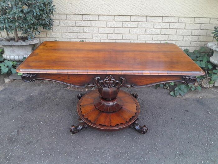 An Antique Victorian Rosewood Sofa Table on Castors - Image 3