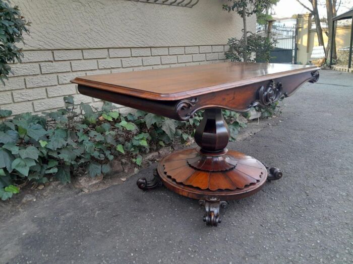 An Antique Victorian Rosewood Sofa Table on Castors - Image 5
