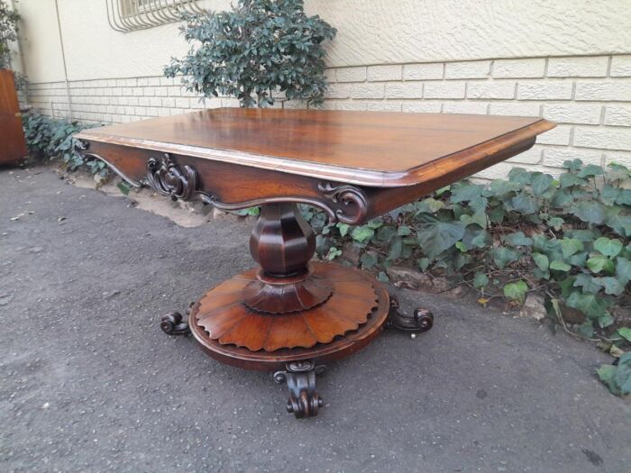 An Antique Victorian Rosewood Sofa Table on Castors - Image 6