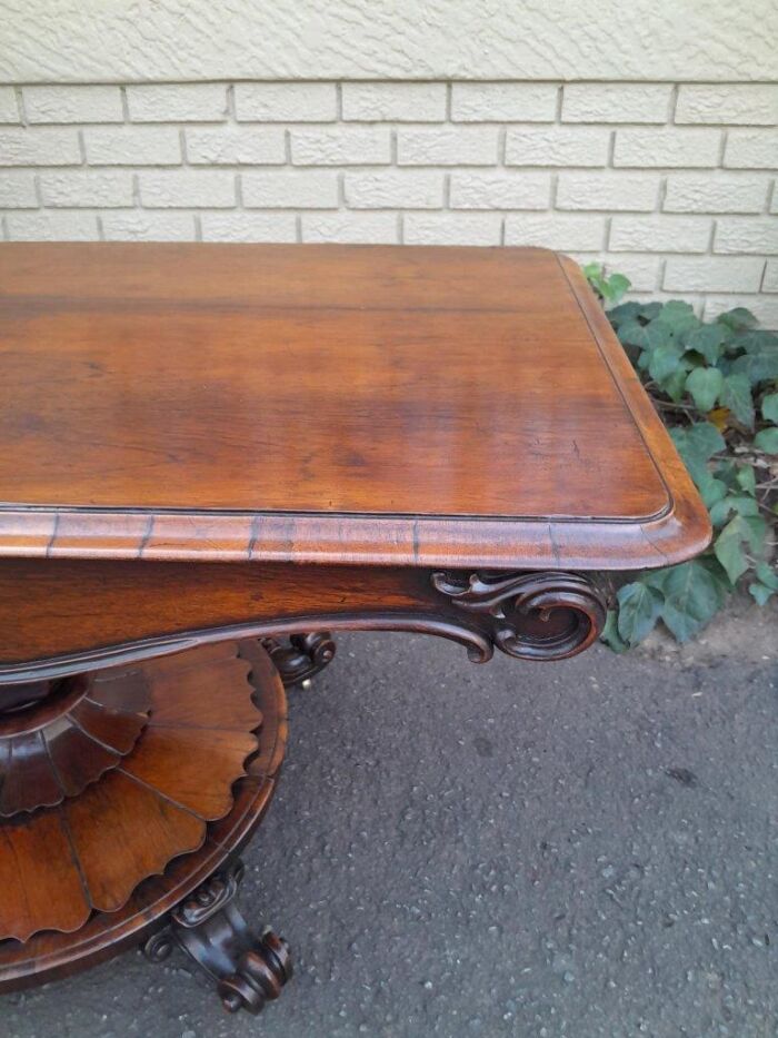 An Antique Victorian Rosewood Sofa Table on Castors - Image 9