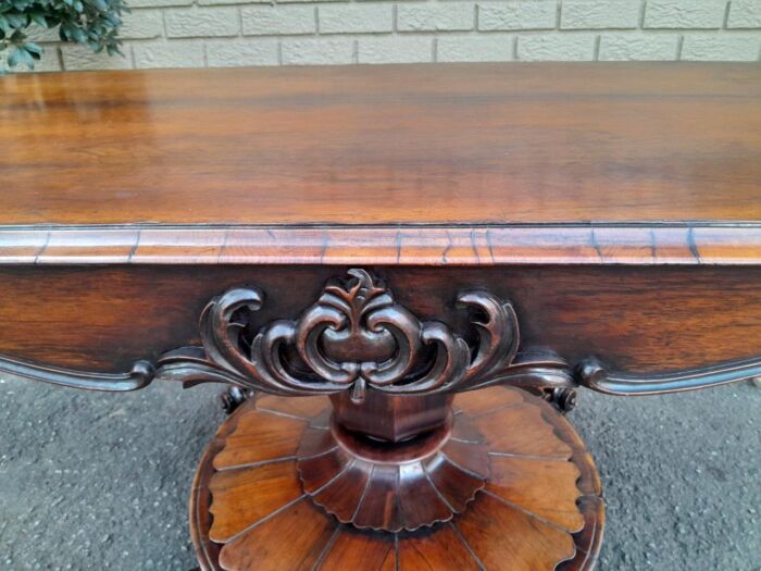 An Antique Victorian Rosewood Sofa Table on Castors - Image 10