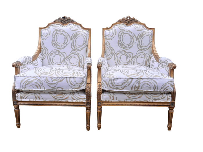 A 20th Century French Style Giltwood Armchairs