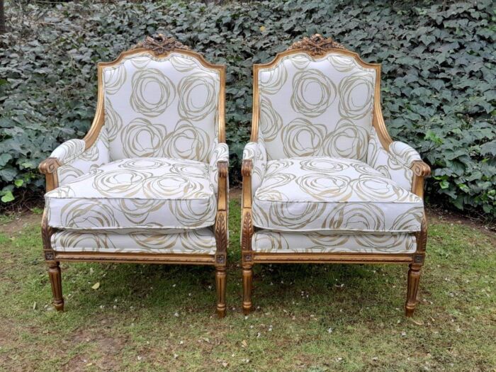 A 20th Century French Style Giltwood Armchairs - Image 2