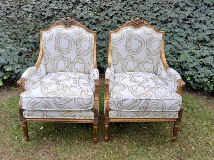 A 20th Century French Style Giltwood Armchairs - Image 3