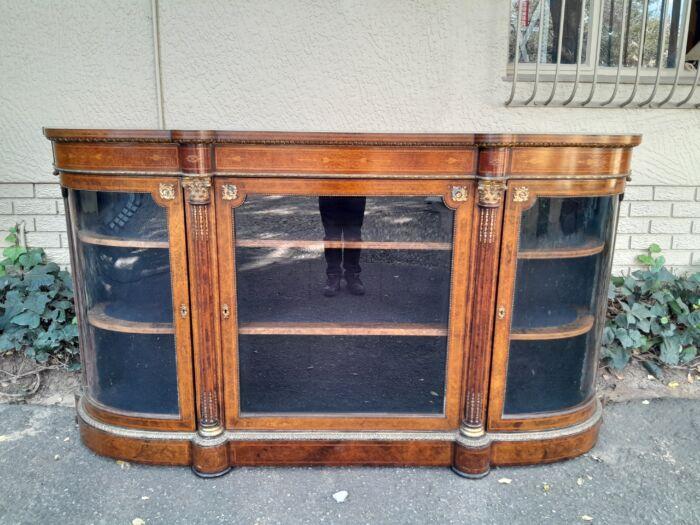 A 19th Century Circa 1860 Burr Walnut And Satinwood Credenza  /  Server  /  Buffet With Gild Metal Mounts Of Large Proportions - Image 3