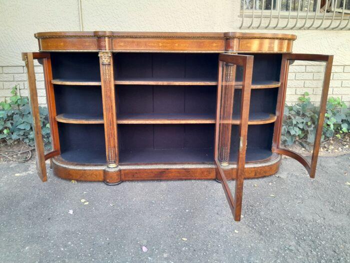 A 19th Century Circa 1860 Burr Walnut And Satinwood Credenza  /  Server  /  Buffet With Gild Metal Mounts Of Large Proportions - Image 9