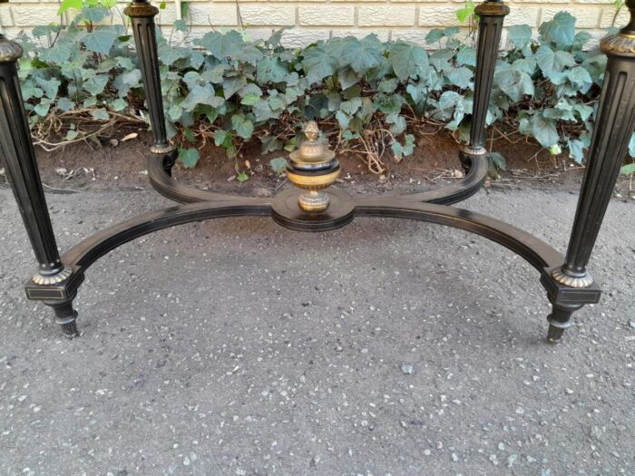 A 19th Century French Ebonised and Brass inlay and Metal Mounted Table with Drawer - Image 11