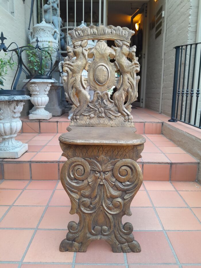 A 19th Century French Heavily Carved Oak Hand Gilded In Gold Leaf Statement Chair - Image 2