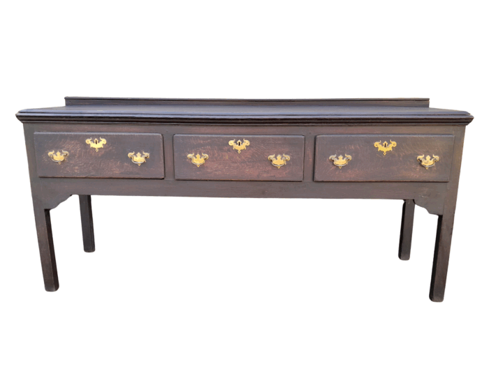 An Antique Georgian Oak Server with Three Drawers and Brass Handles Good Patina