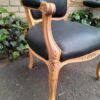 A 20th Century Pair of French Style Carved Fruitwood Armchairs in a Contemporary Bleached Finish and Upholstered in Leather - Image 8