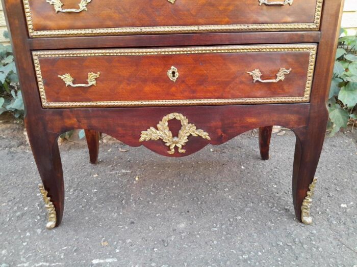 A 20th Century Parquetry Chest Of Drawers With Gilt Mounts And Marble Top - Image 7