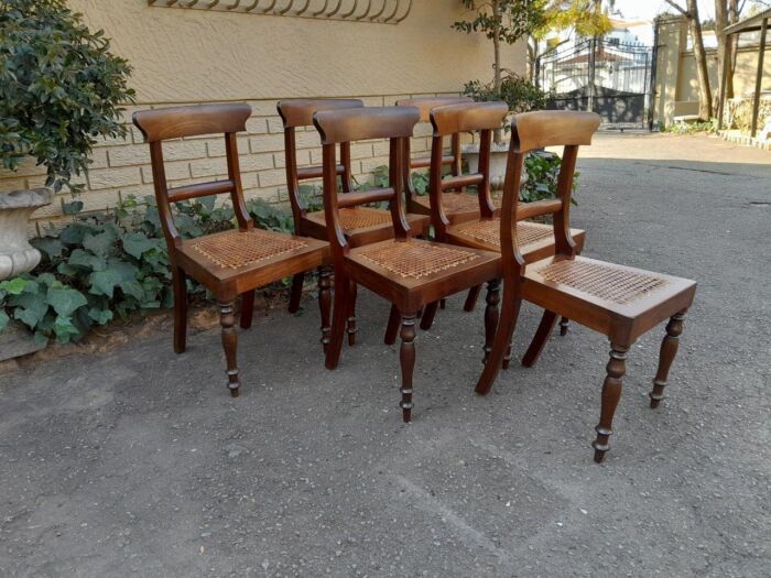 An Antique Set Of Six Cape Stinkwood Regency Chairs With Rattan Seats - Image 5