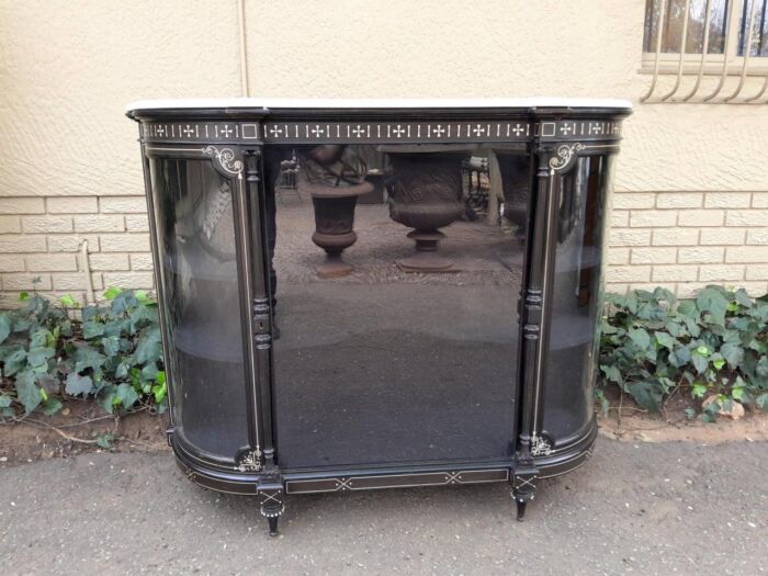An Antique Edwardian Ebonised Cabinet/Credenza with Ivory Inlay - Image 2