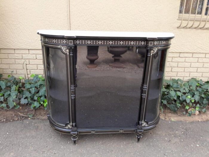 An Antique Edwardian Ebonised Cabinet/Credenza with Ivory Inlay - Image 3