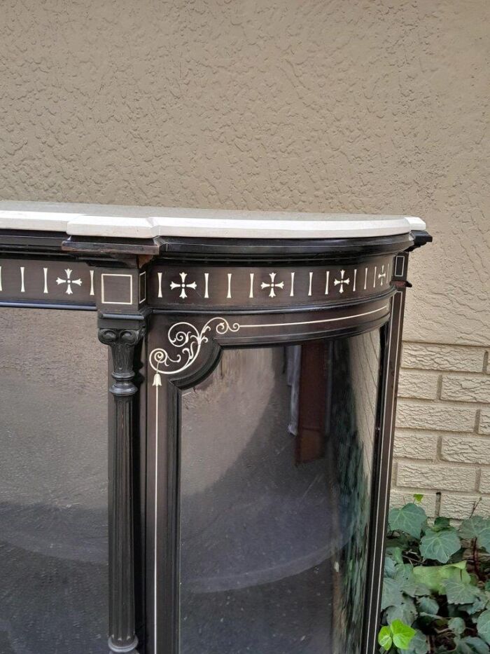 An Antique Edwardian Ebonised Cabinet/Credenza with Ivory Inlay - Image 10