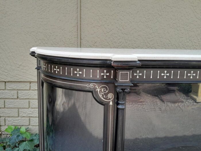 An Antique Edwardian Ebonised Cabinet/Credenza with Ivory Inlay - Image 12