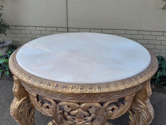 A 20th Century French Style Carved and Painted Coffee Table with Marble Top - Image 9