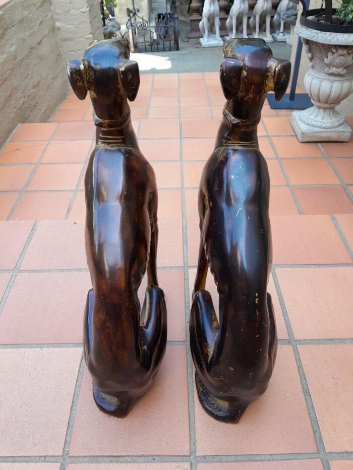 A 20th Century Pair of Life-Size Spelter and Patinated Greyhounds - Image 5