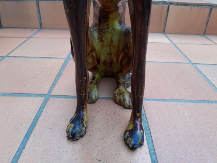 A 20th Century Pair of Life-Size Spelter and Patinated Greyhounds - Image 7