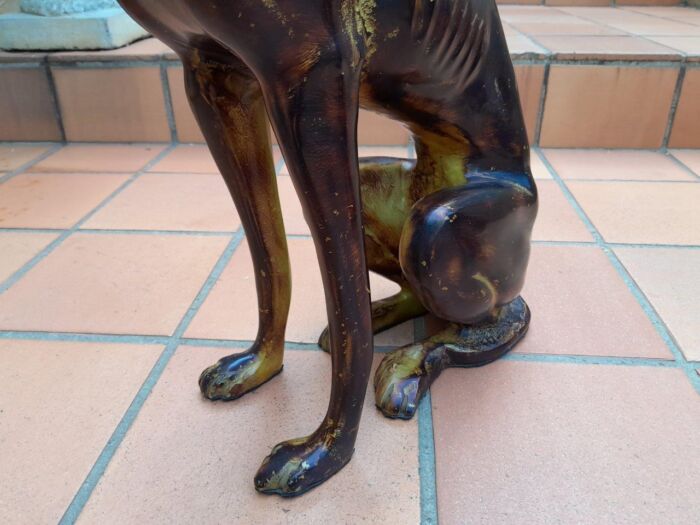 A 20th Century Pair of Life-Size Spelter and Patinated Greyhounds - Image 8