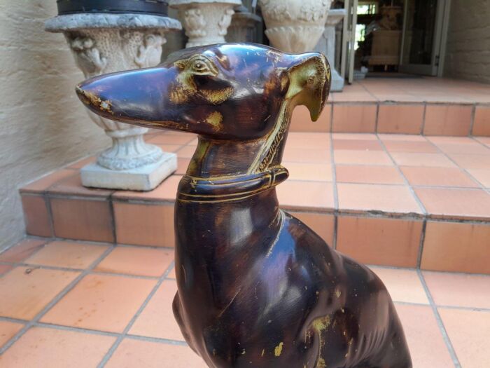 A 20th Century Pair of Life-Size Spelter and Patinated Greyhounds - Image 9