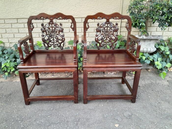 An Antique 19TH Century Pair of Chinese Qing Dynasty Chairs  ND - Image 2