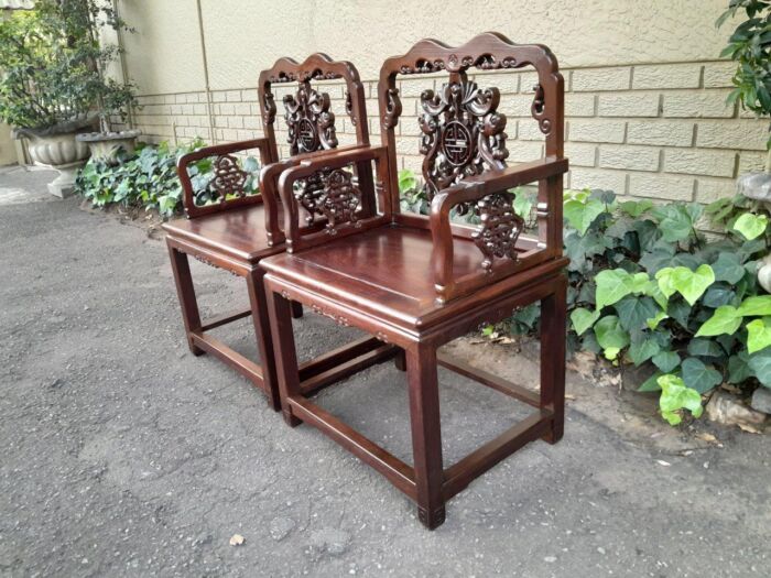 An Antique 19TH Century Pair of Chinese Qing Dynasty Chairs  ND - Image 3