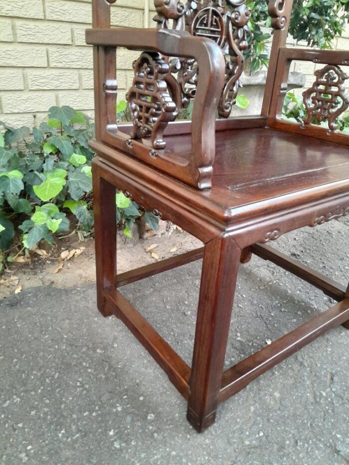 An Antique 19TH Century Pair of Chinese Qing Dynasty Chairs  ND - Image 7