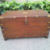 An Early 1900 Anglo Indian Brass Bound Military Campaign Chest with Brass Hardware - Image 2