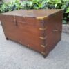 An Early 1900 Anglo Indian Brass Bound Military Campaign Chest with Brass Hardware - Image 4