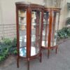 A Rare Near Pair of 20th Century French Style Vitrine / Display Demi Lune Cabinets With Brass Gallery And Fittings and Mirror Interior - Image 6