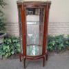 A Rare Near Pair of 20th Century French Style Vitrine / Display Demi Lune Cabinets With Brass Gallery And Fittings and Mirror Interior - Image 7