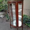 A Rare Near Pair of 20th Century French Style Vitrine / Display Demi Lune Cabinets With Brass Gallery And Fittings and Mirror Interior - Image 8