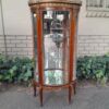 A Rare Near Pair of 20th Century French Style Vitrine / Display Demi Lune Cabinets With Brass Gallery And Fittings and Mirror Interior - Image 12